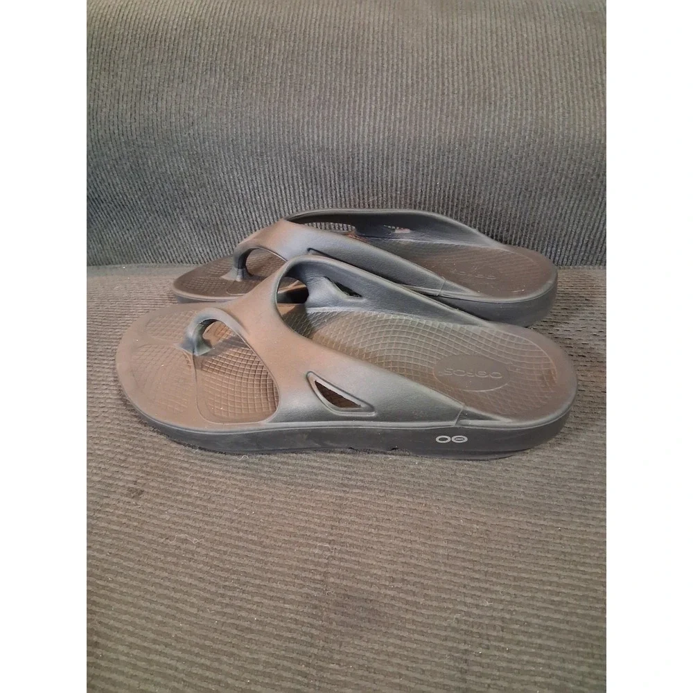 OOFOS OOriginal Recovery Sandals Mens 13 Black Thong Flip Flops OOfoam EU 46
